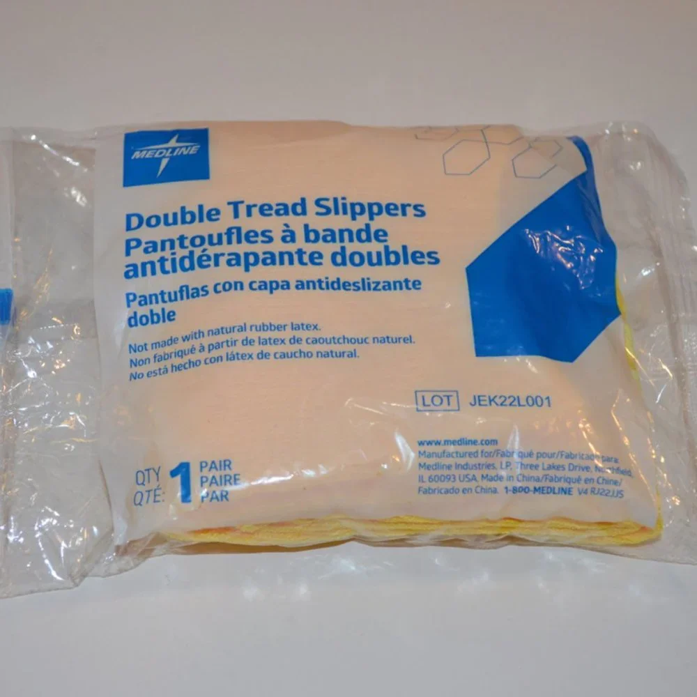 MEDLINE Double Tread Slippers Knit 1 Pair Slippery Resistant Socks Yellow XL